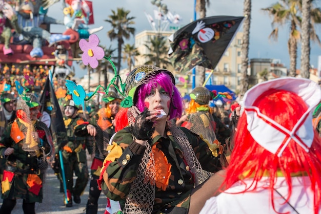 VIAREGGIO, ITALY - FEBRUARY 17, 2013 - Carnival Show parade on town street