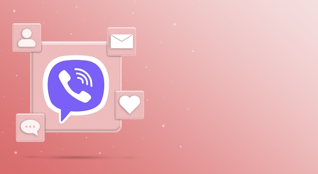 Viber logo icon with social media activity 3 render