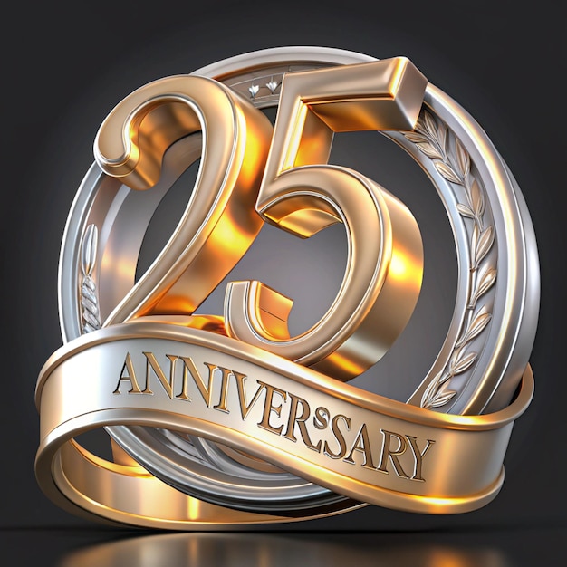 Photo vibrant 25th anniversary emblem design for posters and packaging