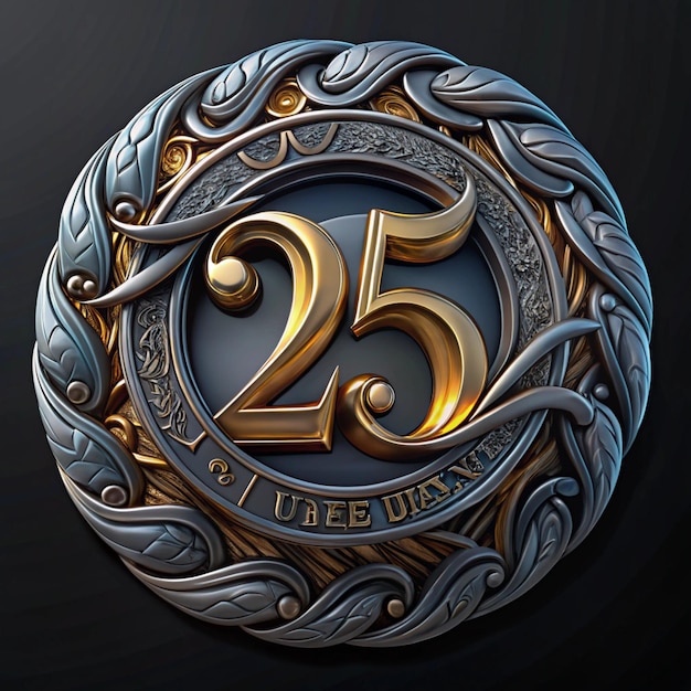 Photo vibrant 25th anniversary emblem design for posters and packaging