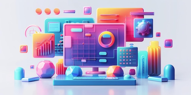 Vibrant 3d data analysis concept artwork