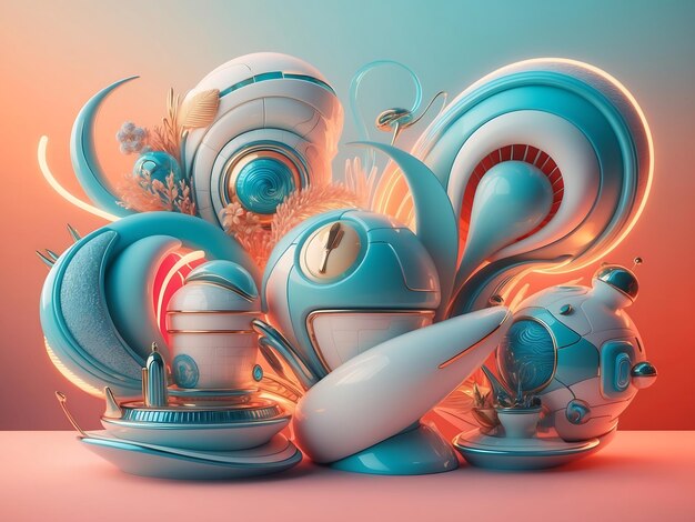 Photo vibrant 3d illustration of abstract shapes