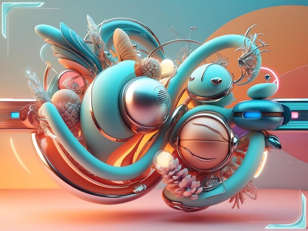 Photo vibrant 3d illustration of abstract shapes