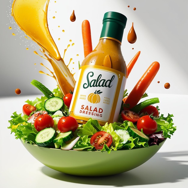 A vibrant 3D illustration depicting a whimsical salad