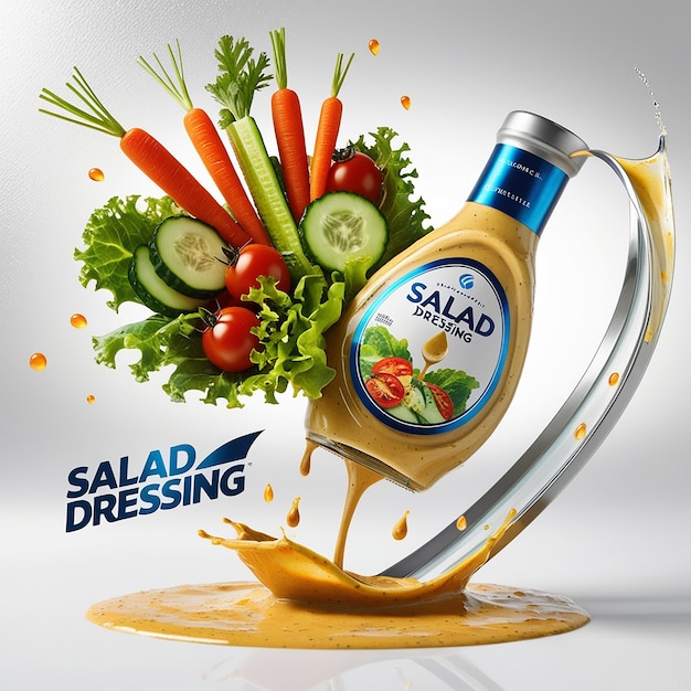 A vibrant 3D illustration depicting a whimsical salad