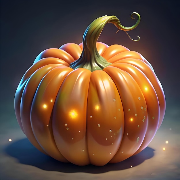 Photo a vibrant 3d illustration of a fluted pumpkin with a glowing whimsical design