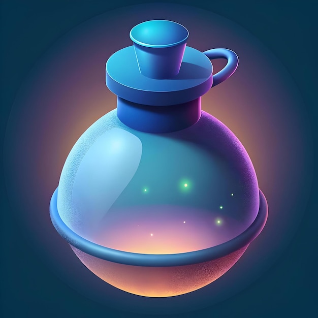 Photo a vibrant 3d illustration of a glowing potion bottle