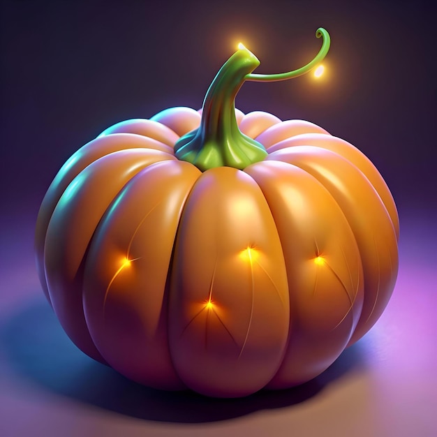 Photo a vibrant 3d illustration of a glowing pumpkin perfect for adding a touch of autumnal charm to your designs