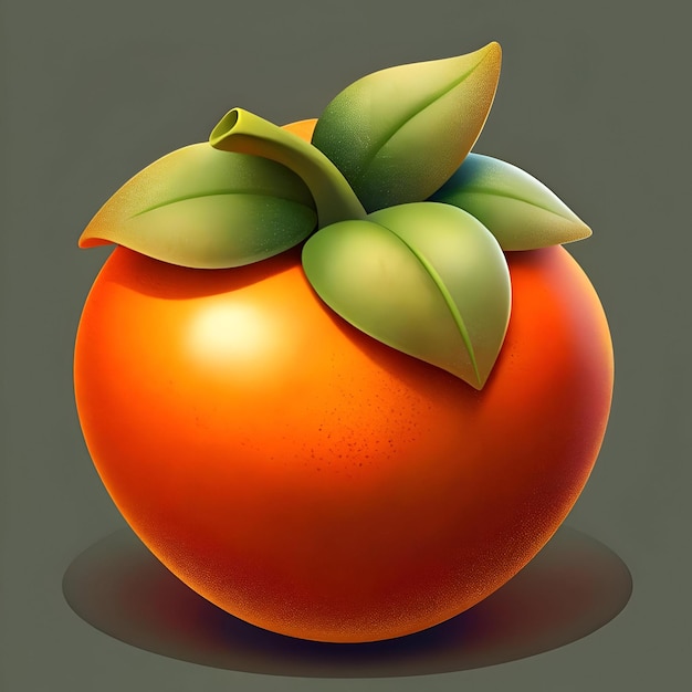 A vibrant 3D illustration of a ripe American persimmon