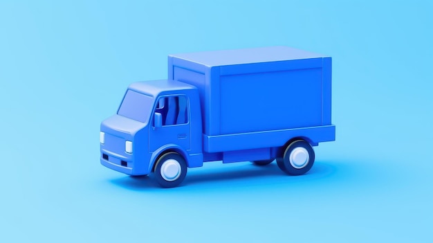 Photo vibrant 3d illustration showcasing a blue delivery truck icon on a clean background