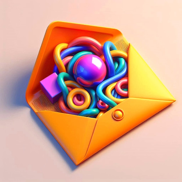 Vibrant 3d message icon with abstract design