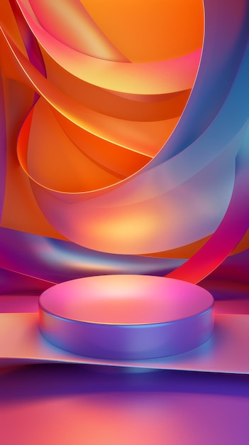 Vibrant 3D Podium of Colorful Gradients and Smooth Curved Shapes for Product Showcase and Presentation Design