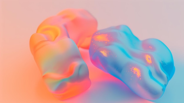 Vibrant 3D render of Abstract shapes gradient colors with dynamic fluid forms