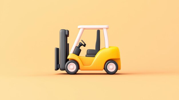 Photo vibrant 3d render of a forklift showcasing a modern cartoon design with rich textures