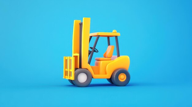 Photo vibrant 3d render of a forklift showcasing a modern cartoon design with rich textures