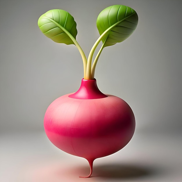 A vibrant 3D rendered beet with green leaves perfect for healthy eating food illustration and childrens books