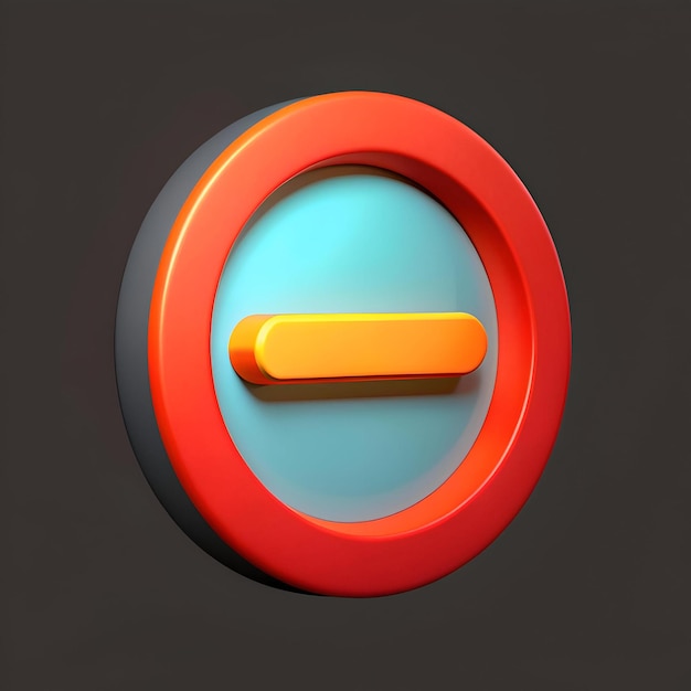 Photo a vibrant 3d rendered icon of a minus sign enclosed in a red circle perfect for app design websites or presentations