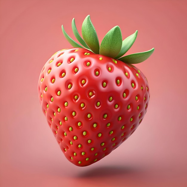 Photo a vibrant 3d rendered strawberry with a glossy finish and detailed texture