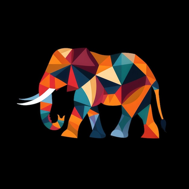 Photo vibrant 3d vector illustration of colorful elephant on black background in 8k hdr quality