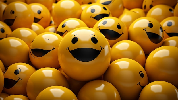 Vibrant 3D Yellow Smiling Face Ball