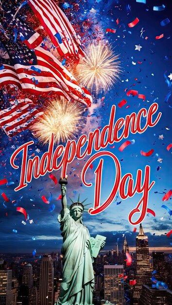 Photo a vibrant 4k cinematic photograph of the words independence day written in bold