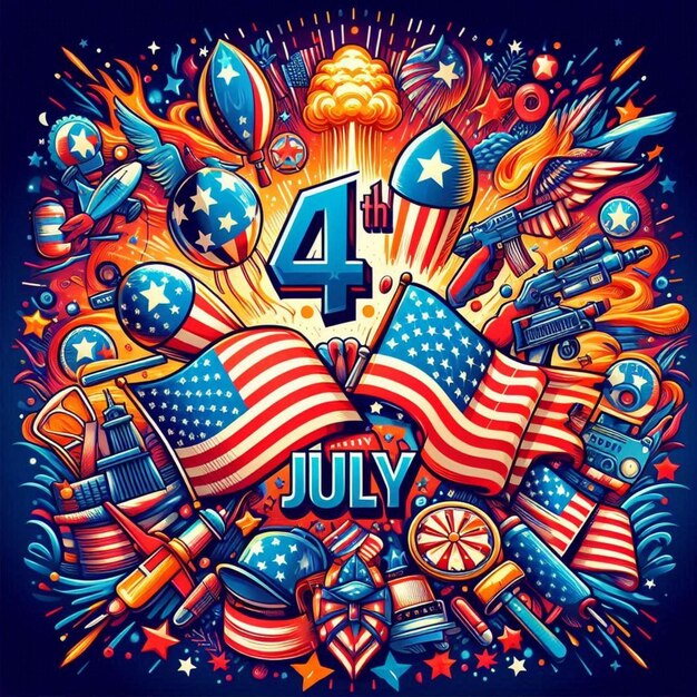 Photo vibrant 4th of july celebration stunning independence day vector art for festive cheer