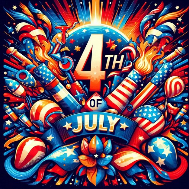 Photo vibrant 4th of july celebration stunning independence day vector art for festive cheer