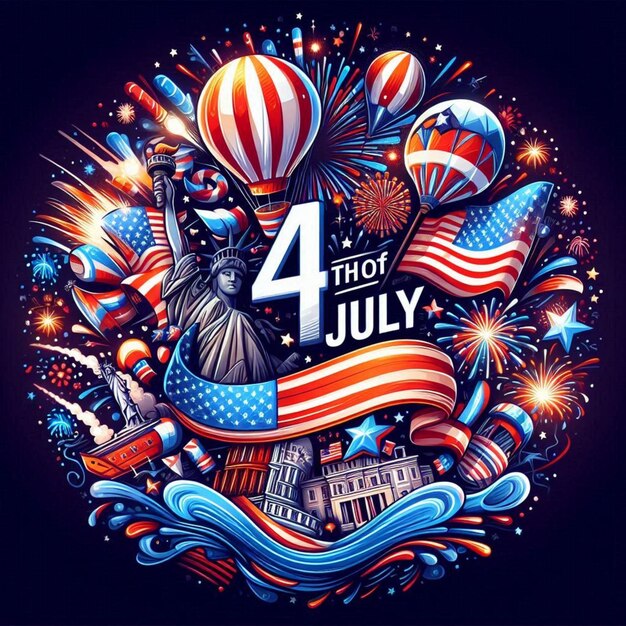 Photo vibrant 4th of july celebration stunning independence day vector art for festive cheer