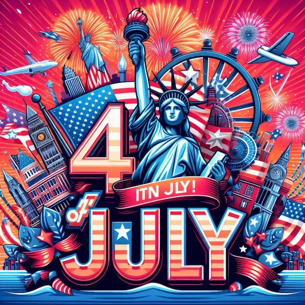 Photo vibrant 4th of july celebration stunning independence day vector art for festive cheer