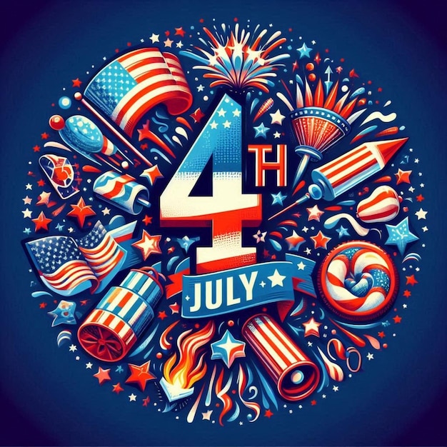 Photo vibrant 4th of july celebration stunning independence day vector art for festive cheer