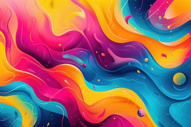 Vibrant Abstract Art Colorful Swirls and Waves in Psychedelic Design