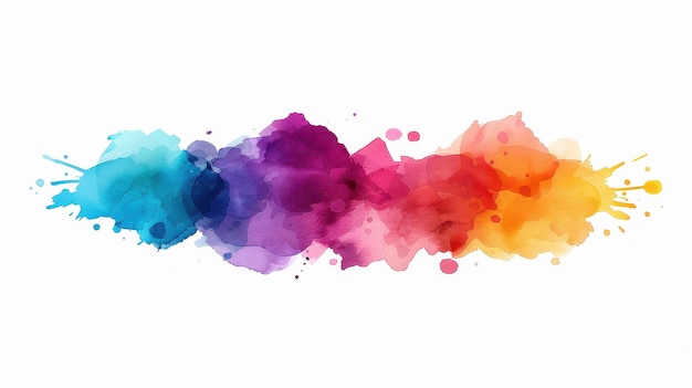 Vibrant abstract art with rainbow watercolor splashes on a white backdrop