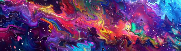 Photo vibrant abstract art with swirling colors and cosmic elements perfect for backgrounds or creative projects