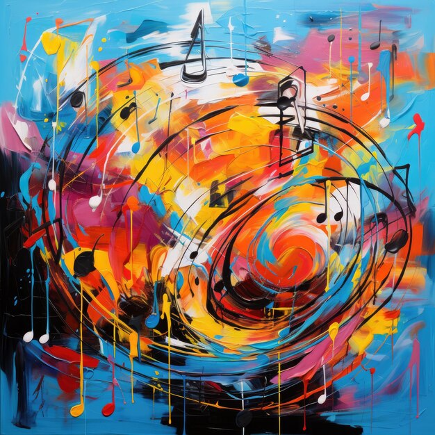 Vibrant Abstract Artwork A Fusion of Warm and Cool Tones Creating a Dynamic