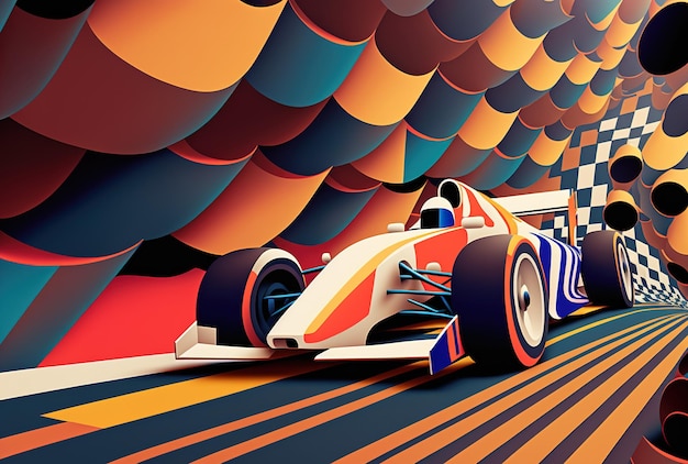 A vibrant abstract backdrop with a racing theme