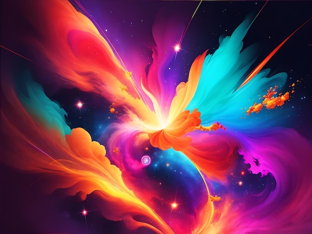 a vibrant abstract background inspired by the explosion of colors and energy found in the cosmos