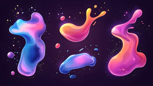 Photo vibrant abstract background with colorful flowing shapes and dynamic doodle patterns