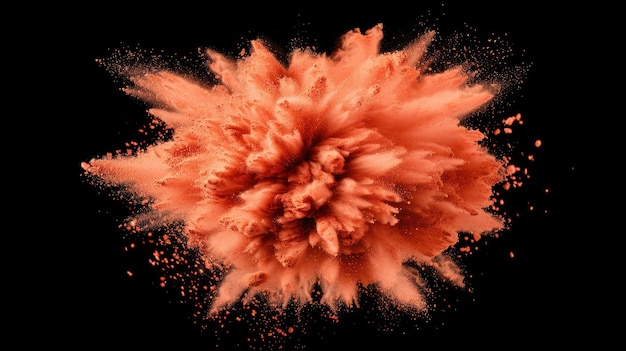 Photo vibrant abstract brown powder explosion on black backdrop