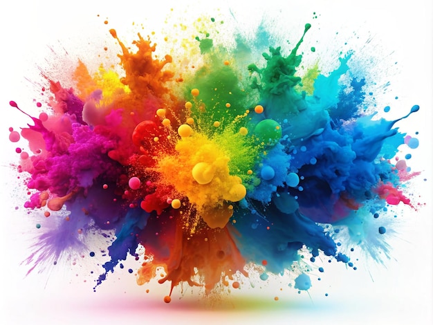 Vibrant Abstract Color Splashes on Clean White Background