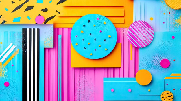 Photo a vibrant abstract composition featuring colorful geometric shapes and patterns