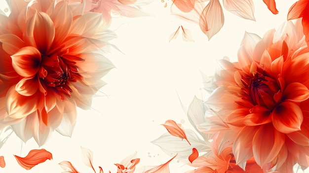 Vibrant Abstract Floral Background with Colourful Red Dahlia Flowers