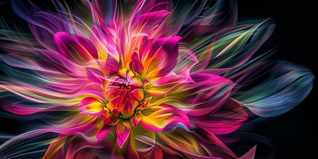 Vibrant Abstract Floral Design with Dynamic Swirling Patterns in Rich Colors