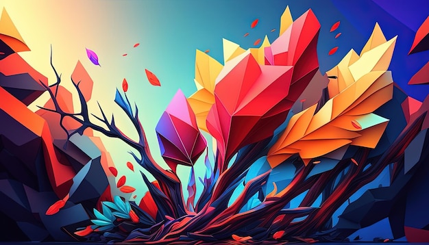 Vibrant abstract illustration with sharp edges and colors