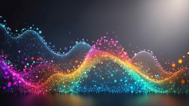 Photo a vibrant abstract image showcasing colorful wavy light particles