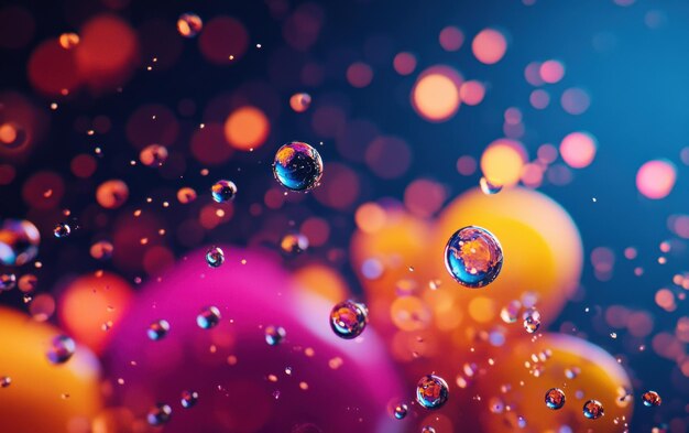 Photo vibrant abstract image with colorful bubbles and bokeh effects offering an artistic visual experienc