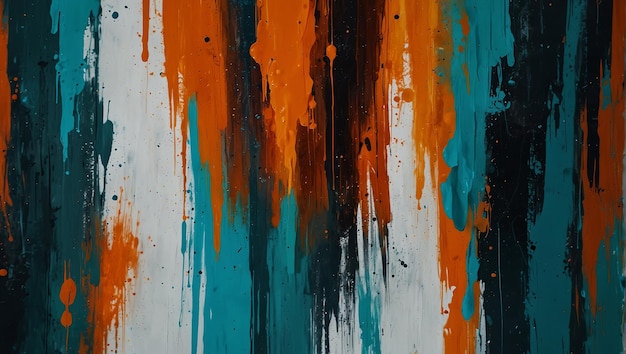 Vibrant abstract paint texture with bold orange turquoise and white strokes Ideal for backgrounds wallpapers and artistic projects