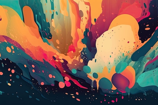 Vibrant abstract painting with multiple bubbles