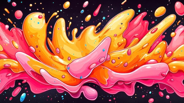 A vibrant abstract splash of colors resembling liquid paint in motion