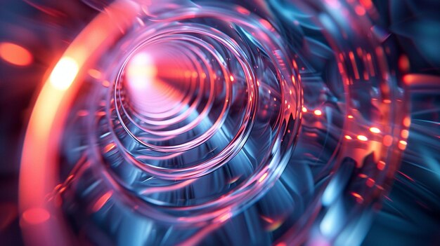 Photo vibrant abstract swirl with colorful lights creating a tunnel effect in a digital space