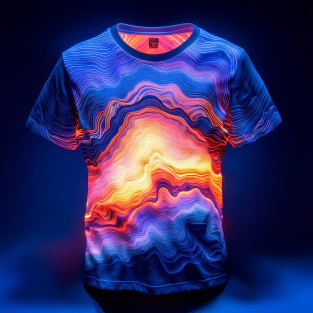 Photo a vibrant abstract tshirt design featuring swirling patterns in bright colors